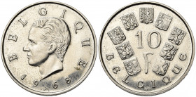 BELGIQUE, Royaume, Baudouin (1951-1993), 10 francs, 1968FR. Essai de Brunet en nickel. Tranche lisse. Bogaert 3246. Très rare Petites taches.
Superbe...