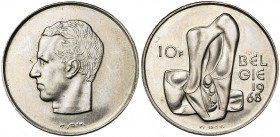 BELGIQUE, Royaume, Baudouin (1951-1993), 10 frank, 1968NL. Essai d''Elström en nickel. Tranche lisse. Bogaert 3249. Très rare.
Fleur de Coin (Uncircu...