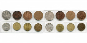 BELGIQUE, Royaume, série de 8 jetons de 25 et 50 Vlaamse Franken 1986, en argent (2), cuivre, bronze et laiton.
Fleur de Coin et Flan poli (Uncircula...