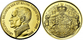 BELGIQUE, Royaume, Baudouin (1951-1993), AV médaille en or, 1990. Bicentenaire de la naissance de Léopold Ier. 11,00g Titre 0,750.
Flan poli (Proof)...