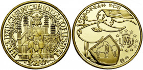 BELGIQUE, Royaume, Baudouin (1951-1993), european ECU, 1993. Reproduction de l''écu d''or de Jean III de Brabant. 6,45g Titre 0,750.
Flan poli (Proof...