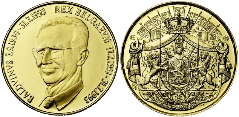 BELGIQUE, Royaume, Albert II (1993-2013), AV médaille en or, 1993. A la mémoire ...