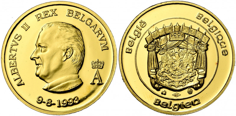 BELGIQUE, Royaume, Albert II (1993-2013), AV médaille en or, 1993. Couronnement ...