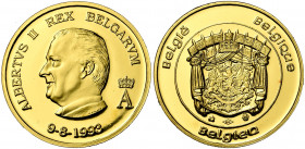 BELGIQUE, Royaume, Albert II (1993-2013), AV médaille en or, 1993. Couronnement du roi. 15,52g.
Flan poli (Proof)