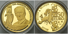 BELGIQUE, Royaume, Albert II (1993-2013), AV 50 euro, 2004. 70e anniversaire du roi. Fr. 446. Ecrin et certificat.
Flan poli (Proof)