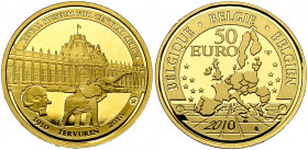 BELGIQUE, Royaume, Albert II (1993-2013), AV 50 euro, 2010. Musée royal de l''Afrique centrale. Ecrin et certificat.
Flan poli (Proof)