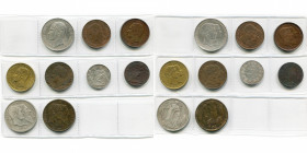 BELGIQUE, Royaume, lot de 9 p. commémoratives: Léopold Ier, 5 francs 1853 (Mariage); 10 centimes 1853 (petite date); 10 centimes 1853 (grande date, 2)...