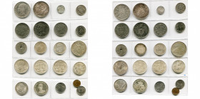 BELGIQUE, Royaume, lot de 21 p., dont: Léopold Ier, 5 francs 1865 (petits coups sur la tranche); Léopold II, 5 francs 1868, 50 centimes 1866; Albert I...