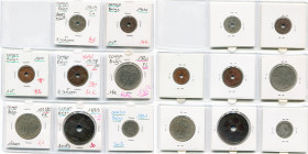 CONGO, lot de 8 p.: Etat indépendant, Léopold II, 10 centimes 1889; 50 centimes, 1891; Congo belge, Léopold II, 5 centimes, 1909 (frappe médaille); Al...