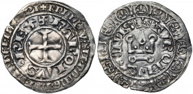 FRANCE, Royaume, Charles V (1364-1380), AR gros tournois, 2e émission (3 août 1369). D/ + KAROLVS REX Croix pattée. R/ TVRONVS* CIVIS Châtel tournois...