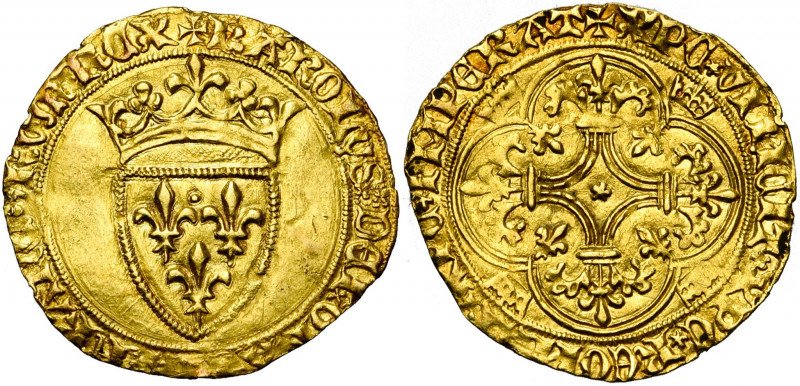 FRANCE, Royaume, Charles VI (1380-1422), AV écu d''or à la couronne, 3e émission...