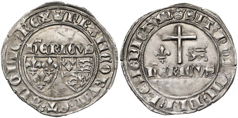 FRANCE, Royaume, Henri VI d''Angleterre (1422-1453), billon blanc aux écus, nove...