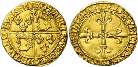 FRANCE, Royaume, François Ier (1515-1547), AV écu d''or au soleil du Dauphiné, 1e et 3e émissions (jusqu''en 1528), point 1er, Crémieu. 1er type. D/ C...