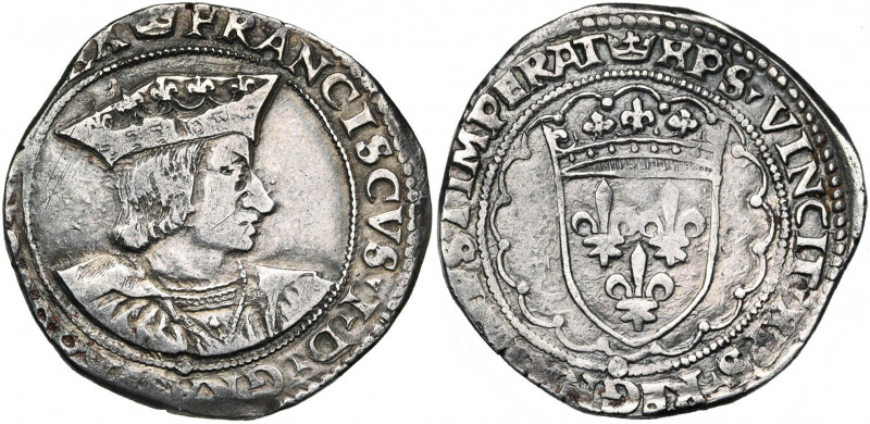 FRANCE, Royaume, François Ier (1515-1547), AR teston, s.d., point 15e, Rouen. 3e...