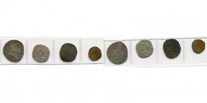 FRANCE, Royaume, François Ier (1515-1547), lot de 4 p.: teston du Dauphiné, 2e t...