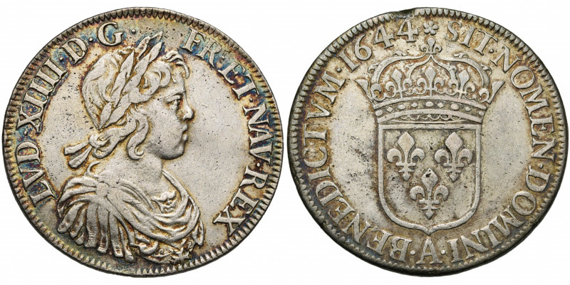 FRANCE, Royaume, Louis XIV (1643-1715), AR écu à la mèche courte, 1644A, Paris. ...