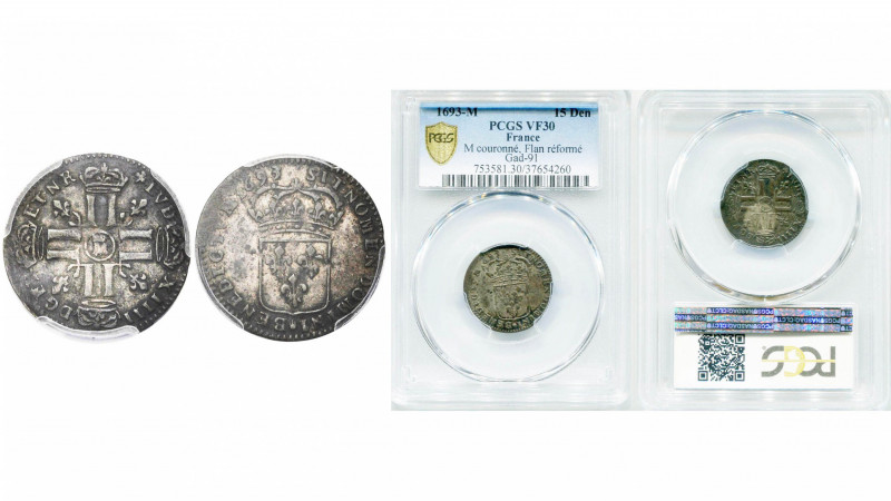 FRANCE, Royaume, Louis XIV (1643-1715), billon 15 deniers (quinzain aux huit L),...