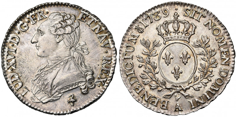 FRANCE, Royaume, Louis XVI (1774-1793), AR demi-écu aux rameaux d''olivier, 1789...