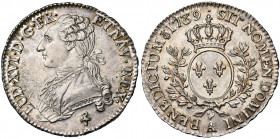 FRANCE, Royaume, Louis XVI (1774-1793), AR demi-écu aux rameaux d''olivier, 1789A, Paris. 2e semestre. D/ B. habillé à g., les cheveux noués par un ru...