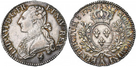 FRANCE, Royaume, Louis XVI (1774-1793), AR demi-écu aux rameaux d''olivier, 1790A, Paris. D/ B. habillé à g., les cheveux noués par un ruban. R/ Ecu d...