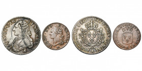 FRANCE, Royaume, Louis XVI (1774-1793), lot de 2 p.: écu aux rameaux d''olivier, 1790, Paris (2e semestre, léger défaut de flan); sol, 1791, Paris (2e...