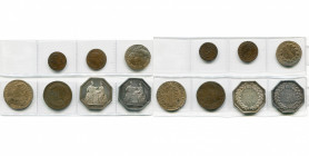 FRANCE, lot de 7 p.: Louis XVI, liard, 1783W, Lille et 1791H, La Rochelle; Constitution, 2 sols 1791A, Paris (métal de cloche); 12 deniers, 1791A, Par...