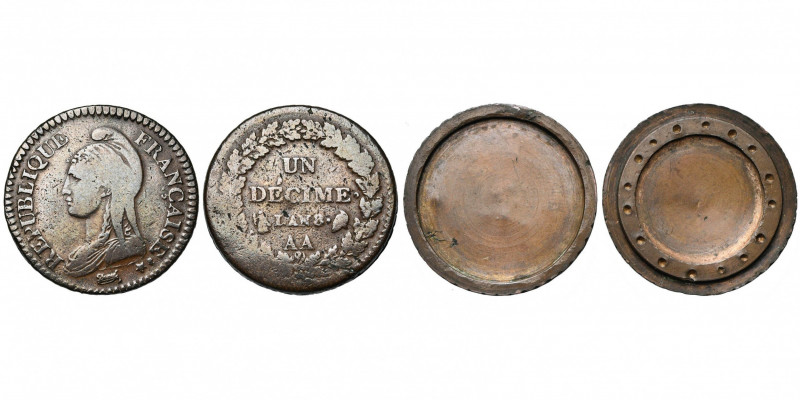 FRANCE, Directoire ou Consulat, Cu décime, an 8AA, Metz. Pièce "à secret" (aussi...