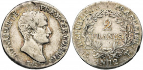 FRANCE, Consulat (1799-1804), AR 2 francs, an 12T, Nantes. 4.484 p. frappées. Gad. 494. Très rare Coups sur la tranche.
presque Très Beau (about Very...