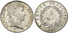 FRANCE, Napoléon Ier (1804-1814), AR 5 francs, 1811A, Paris. Gad. 584.
presque Superbe (about Extremely Fine)