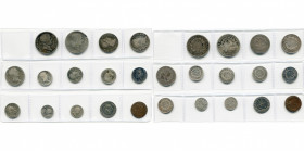 FRANCE, Napoléon Ier (1804-1814), lot de 14 p.: 2 francs 1808A, 1812M; 1 franc 1806A, 1808A, 1809W; demi-franc 1808A, 1810A, 1811B, 1812A, 1813A; quar...