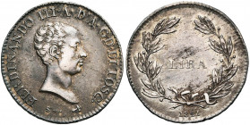 ITALIE, TOSCANE, Ferdinand III de Lorraine, restauré (1814-1824), AR 1 lira, 1821, Florence. M. 290; G. 46. Patine foncée.
Très Beau à Superbe (Very ...