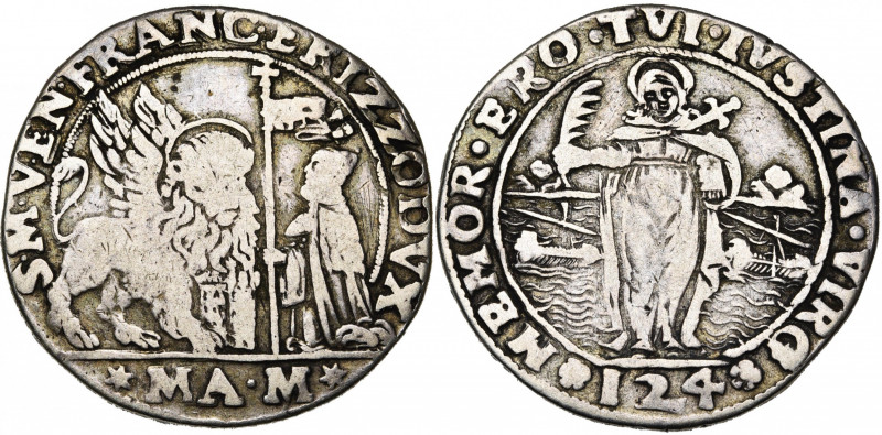ITALIE, VENISE, Francesco Erizzo (1631-1646), AR ducato con Santa Giustina (124 ...