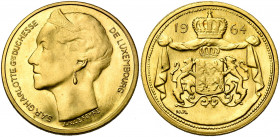 LUXEMBOURG, Jean (1964-2000), AV module de 40 francs, 1964. Grande-duchesse Charlotte. Probst 04; K.M. M5.
Fleur de Coin (Uncirculated)