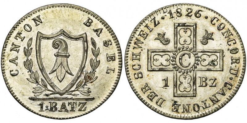 SUISSE, BALE, Canton, billon Konkordatsbatzen, 1826. D.T. 144.
Superbe à Fleur ...
