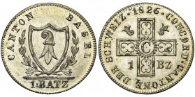 SUISSE, BALE, Canton, billon Konkordatsbatzen, 1826. D.T. 144.
Superbe à Fleur de Coin (Extremely Fine - Uncirculated)