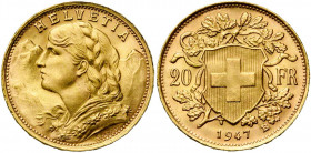 SUISSE, Confédération helvétique, AV 20 francs, 1947B. Divo 511; Fr. 499.
Superbe (Extremely Fine)