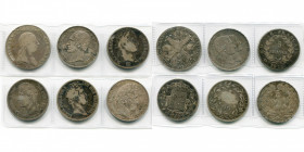 lot de 6 p en argent: Brabant, Joseph II, couronne, 1788A, Vienne; Belgique, Léopold Ier, 5 francs 1853 (Mariage); France, Napoléon Ier, 5 francs, 181...