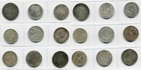 lot de 9 p. en argent: Brésil, 960 reis 1820R; Etats-Unis, dollar 1881S; France, Directoire, 5 francs, an 7, Bayonne (Union et Force); 20 francs 1938;...