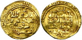 GREAT SELJUQ, Sanjar, as viceroy under Barkiyaruq (AD 1097-1098/AH 490-492) AV dinar, date off, Mint off, but Nishapur style. Album 1685; Wilkes 1834....
