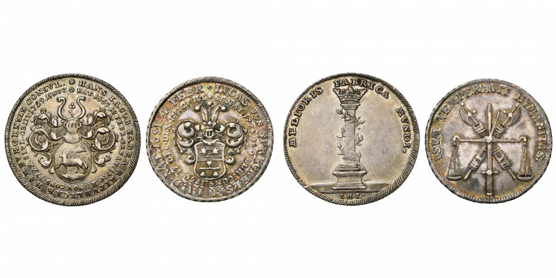ALLEMAGNE, lot de 2 médailles de Hambourg (Bürgermeisterpfennige): 1729, Mort de...
