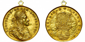 SAINT EMPIRE, AV médaille, s.d. (1658), P. Seel. Couronnement impérial de Léopold Ier à Francfort. D/ LEOPOLDVS D G ROM IMPERATOR B. l., dr. et cuir. ...