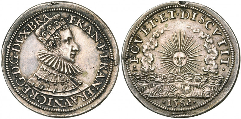 PAYS-BAS MERIDIONAUX, AR médaille, 1582. Inauguration de François d''Anjou en Br...