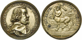 PAYS-BAS MERIDIONAUX, AR médaille, s.d. (1635), Adrien Waterloos. Francisco de Moncada, gouverneur des Pays-Bas espagnols (1633-1634). D/ B. à d., dr....