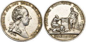 PAYS-BAS MERIDIONAUX, AR médaille, 1781, Th. van Berckel. Inauguration de Joseph II. Deuxième module. D/ T. l. à d. R/ VINCVLVM FIDELITATIS PVBLICAE L...