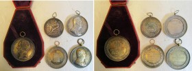 BELGIQUE, lot de 5 médailles de prix en argent ou en vermeil: Grand concours d''harmonie de 1835 (2) et 1841 (2, dont une dans son écrin); La province...