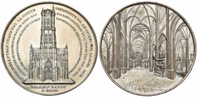 BELGIQUE, AR médaille, 1846, J. et L. Wiener. Eglise Saint-Bavon à Gand. D/ Vue extérieure de l''église. Sur le tour, en trois lignes, histoire de l''...