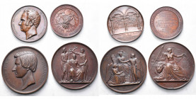 BELGIQUE, lot de 4 médailles en bronze: 1853, L. Wiener, Majorité du Duc de Brabant; 1854, L. Wiener, Charles Marcellis, bourgmestre d''Anvers; 1855, ...