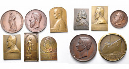 BELGIQUE, lot de 11 médailles en bronze: 1853, Majorité du duc de Brabant; 1866, François Servais; 1869, Statue de Léopold Ier à Namur; 1875, Concours...