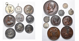 BELGIQUE, lot de 14 médailles, dont: 1837, Braemt, Inauguration du chemin de fer de Gand à Termonde (AE, 50mm); 1850, Wiener, Association lyrique anve...
