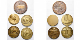 CONGO, lot de 5 médailles en bronze: s.d. (1951), Dupagne, Paul Charles, gouverneur de la Banque du Congo belge; 1956, Brunet, 50 ans de la Compagnie ...
